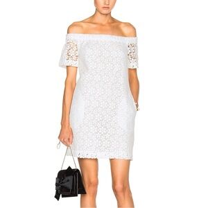A.L.C. Bolen Crochet Lace Off-Shoulder White Mini Dress Size 2